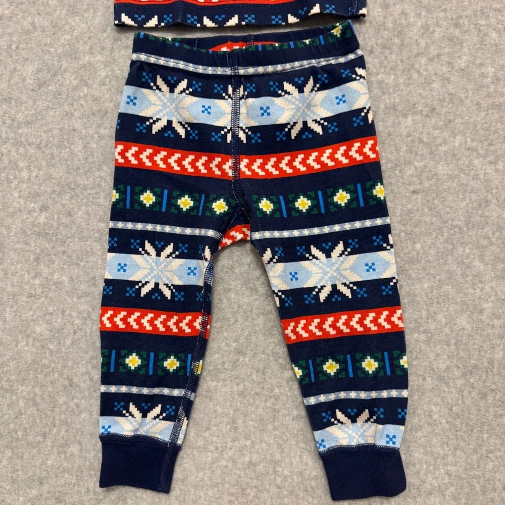 Hanna‎ Andersson Kids 2T Organic Cotton Fair Isle Snowflake Pajama Set Navy Blue
